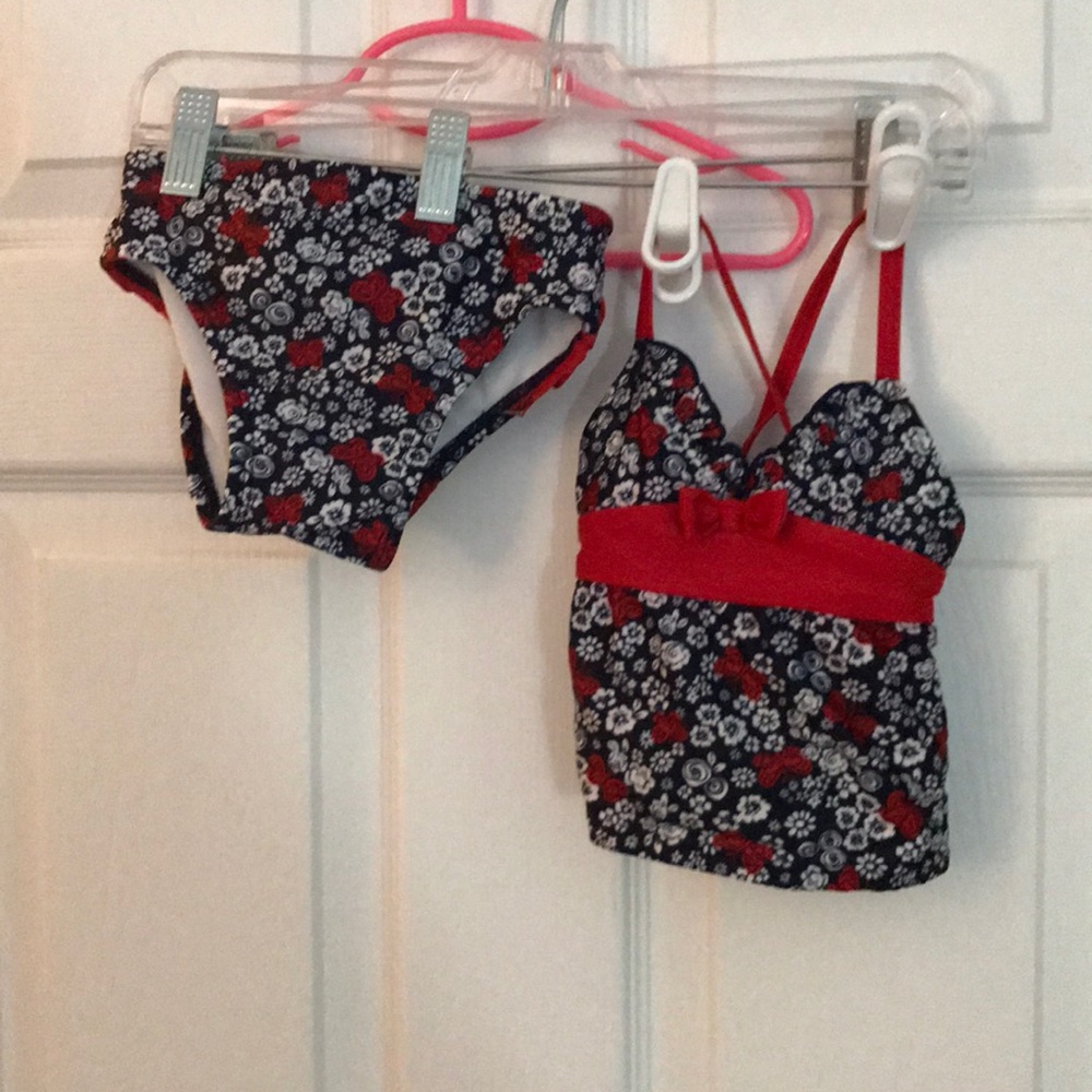 Joe Boxer red white blue tankini flowers butterfly